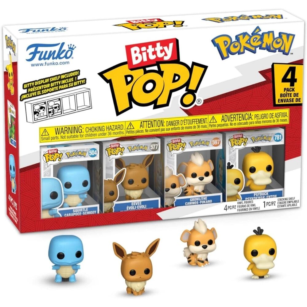 Funko Bitty Pop!: Pokémon Squirtle Eevee Psyduck Pokémon 4-Pack Series 4